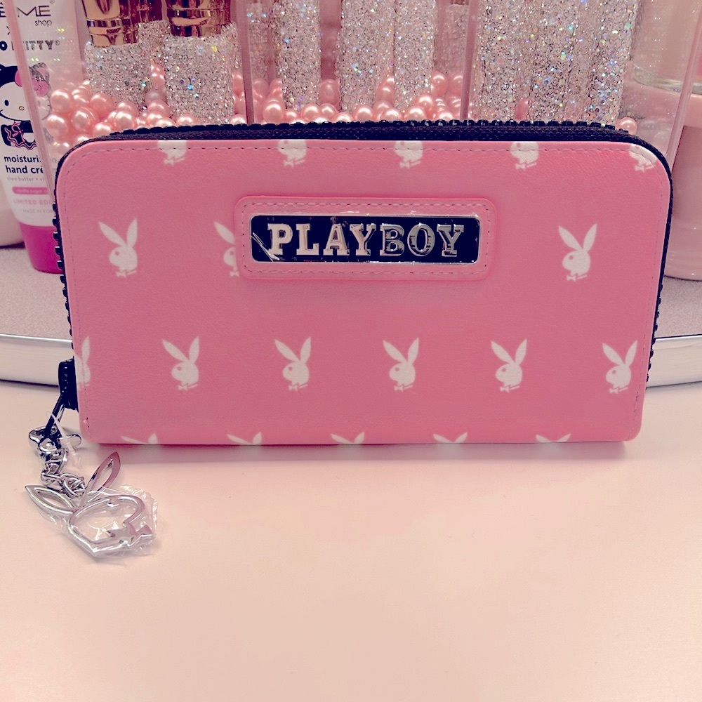 Brand new pink Playboy wallet with Playboy keychain attached